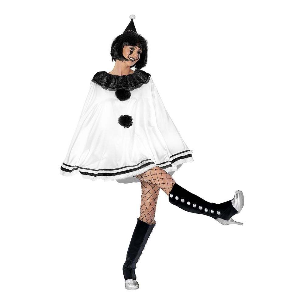 Pierrot Klovn Hvid Dame Kostume