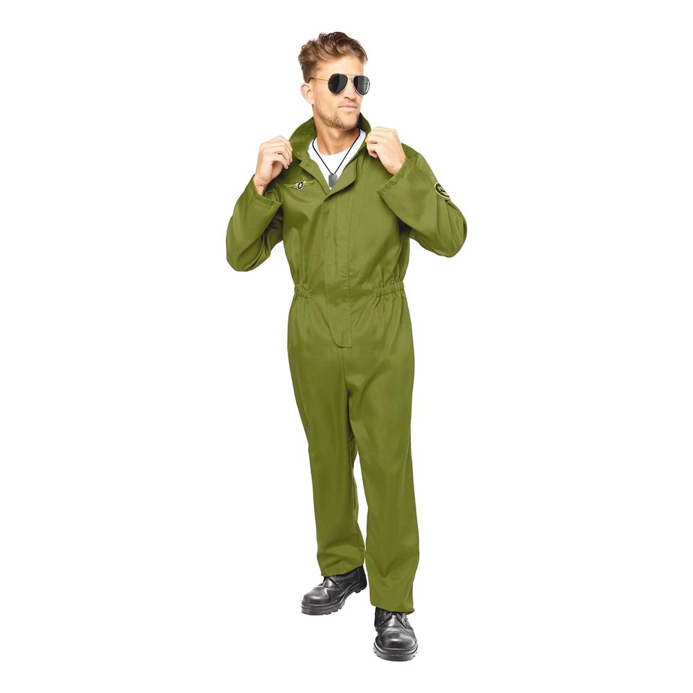 Pilot Grøn Jumpsuit Kostume