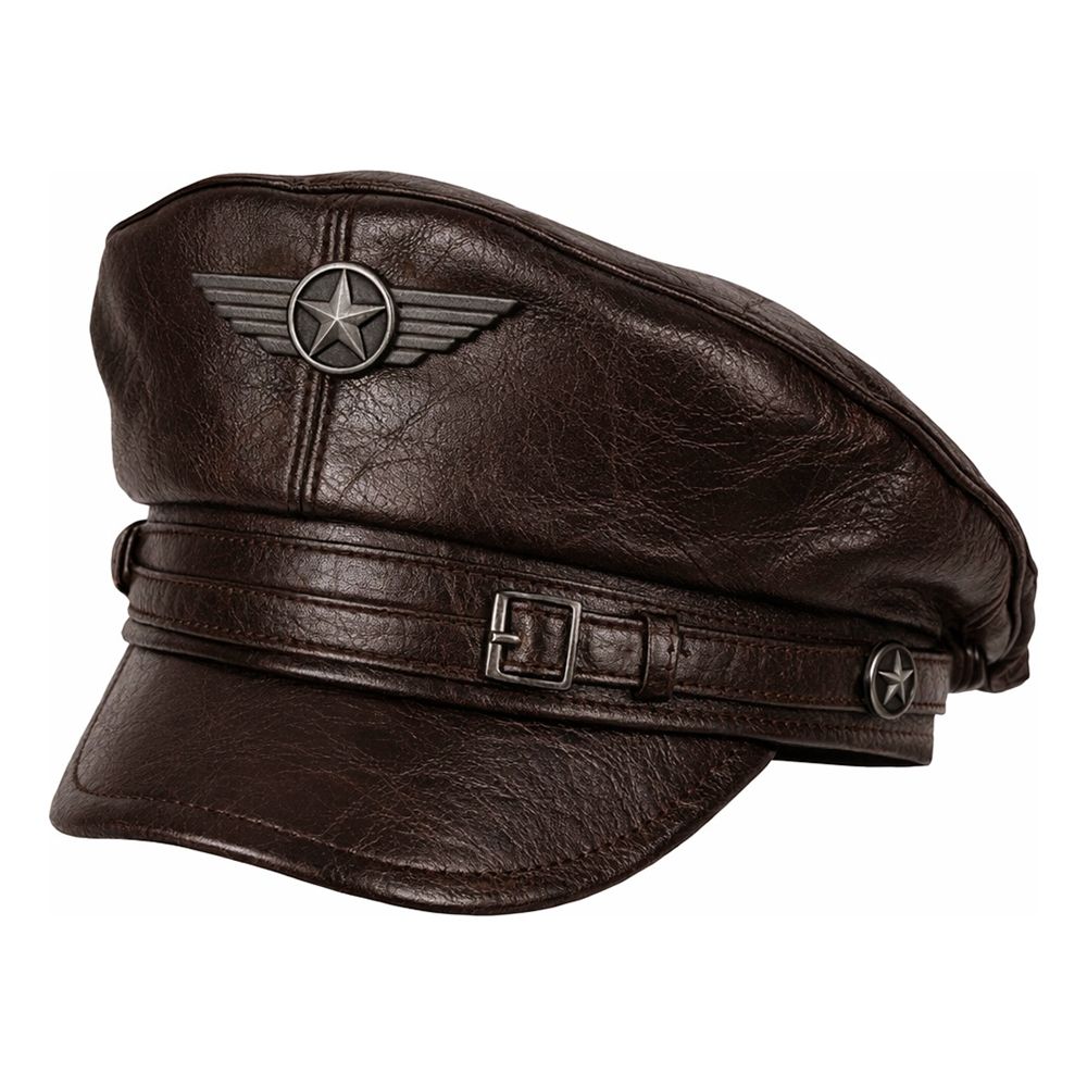Pilotkeps Vintage Brun
