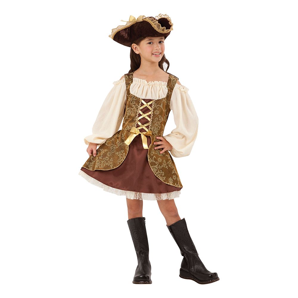 Piratjente Gull Barnekostyme