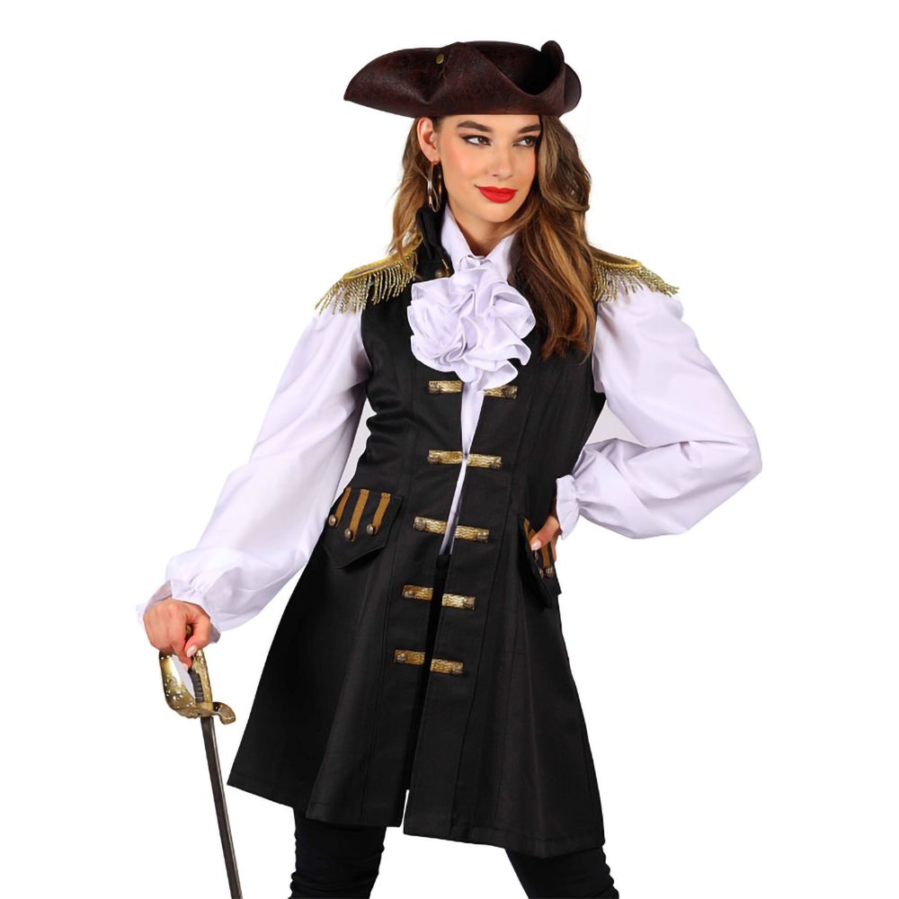 Piratväst Svart Dam Deluxe