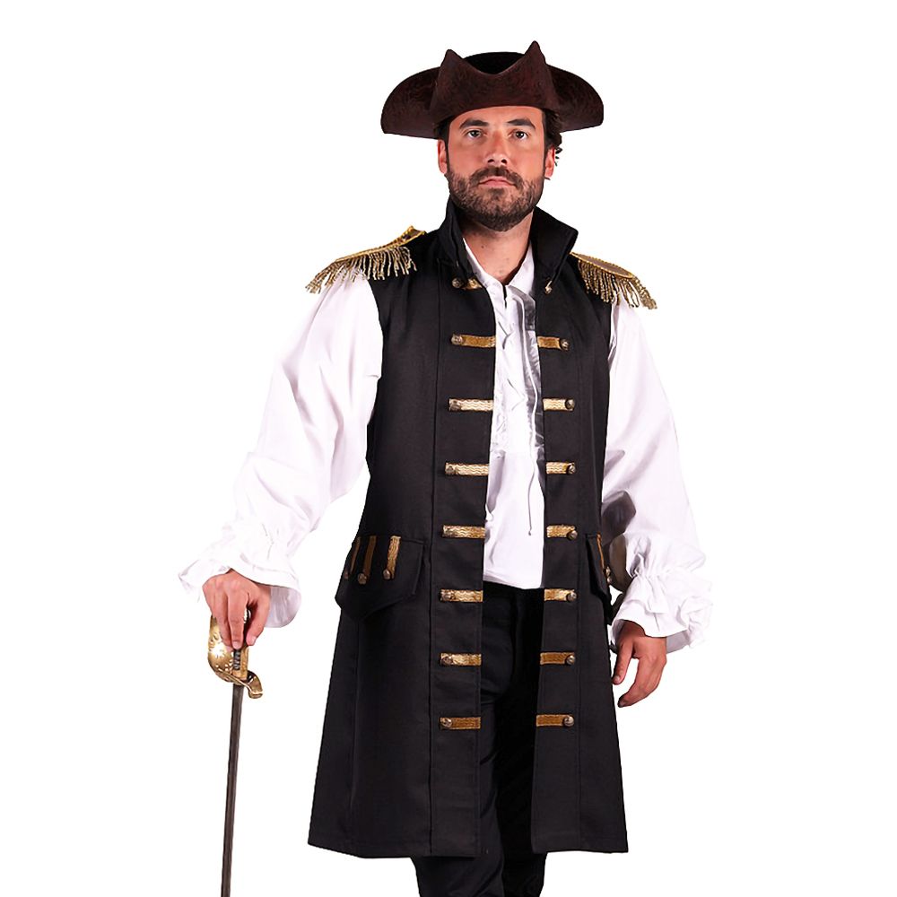 Piratväst Svart Herr Deluxe