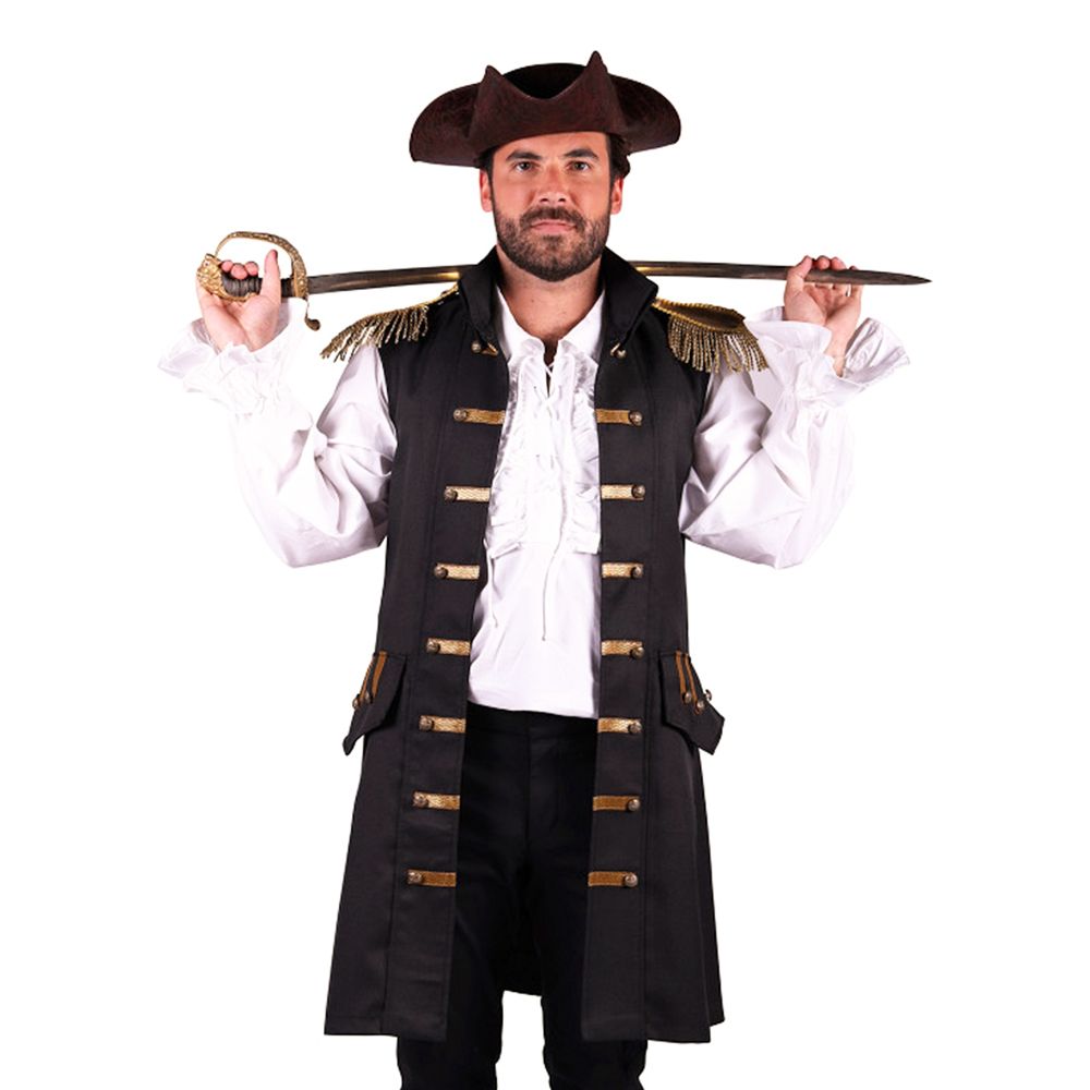 Piratväst Svart Herr Deluxe