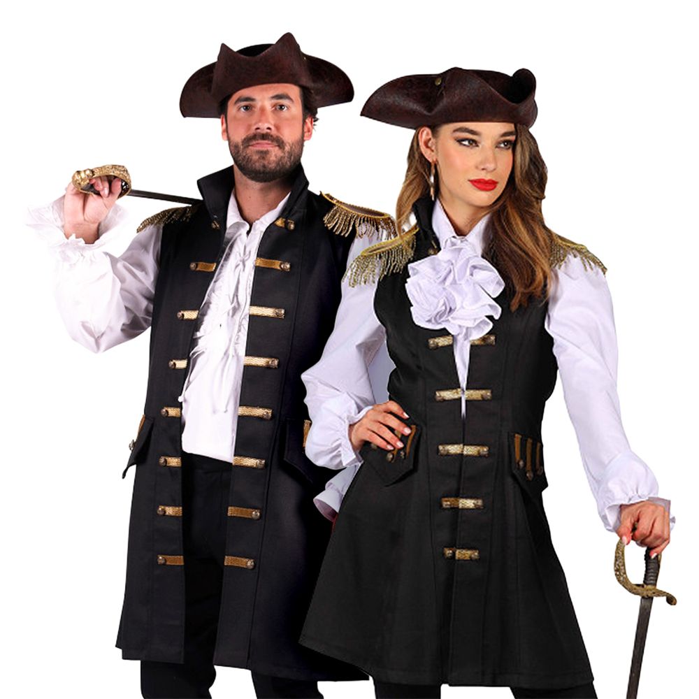 Piratväst Svart Herr Deluxe