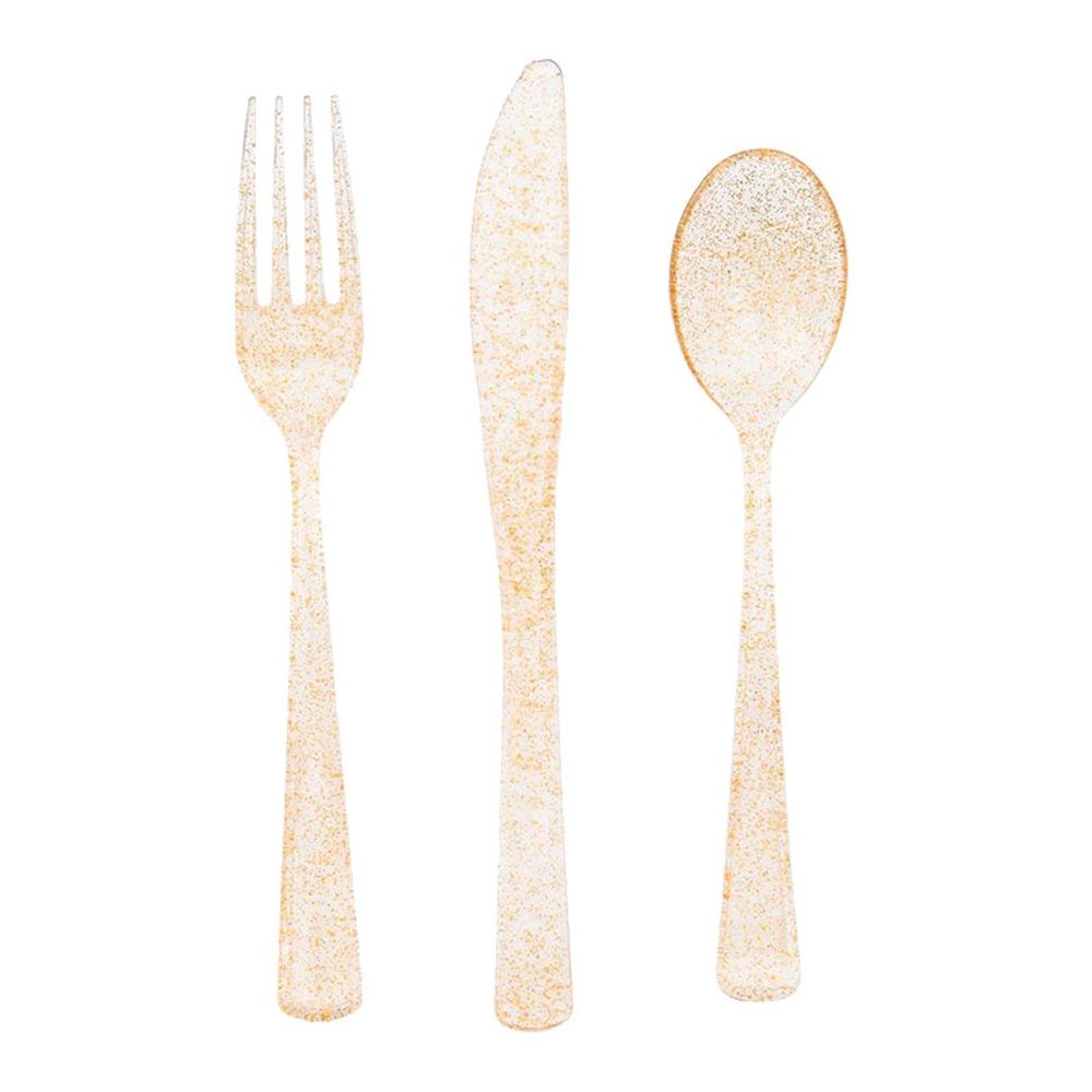 Plastbestikk Gull Glitter