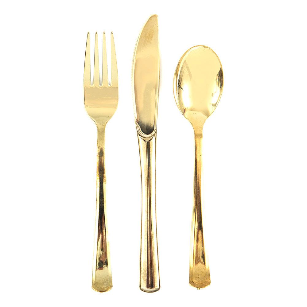 Plastbestikk Gullmetallic