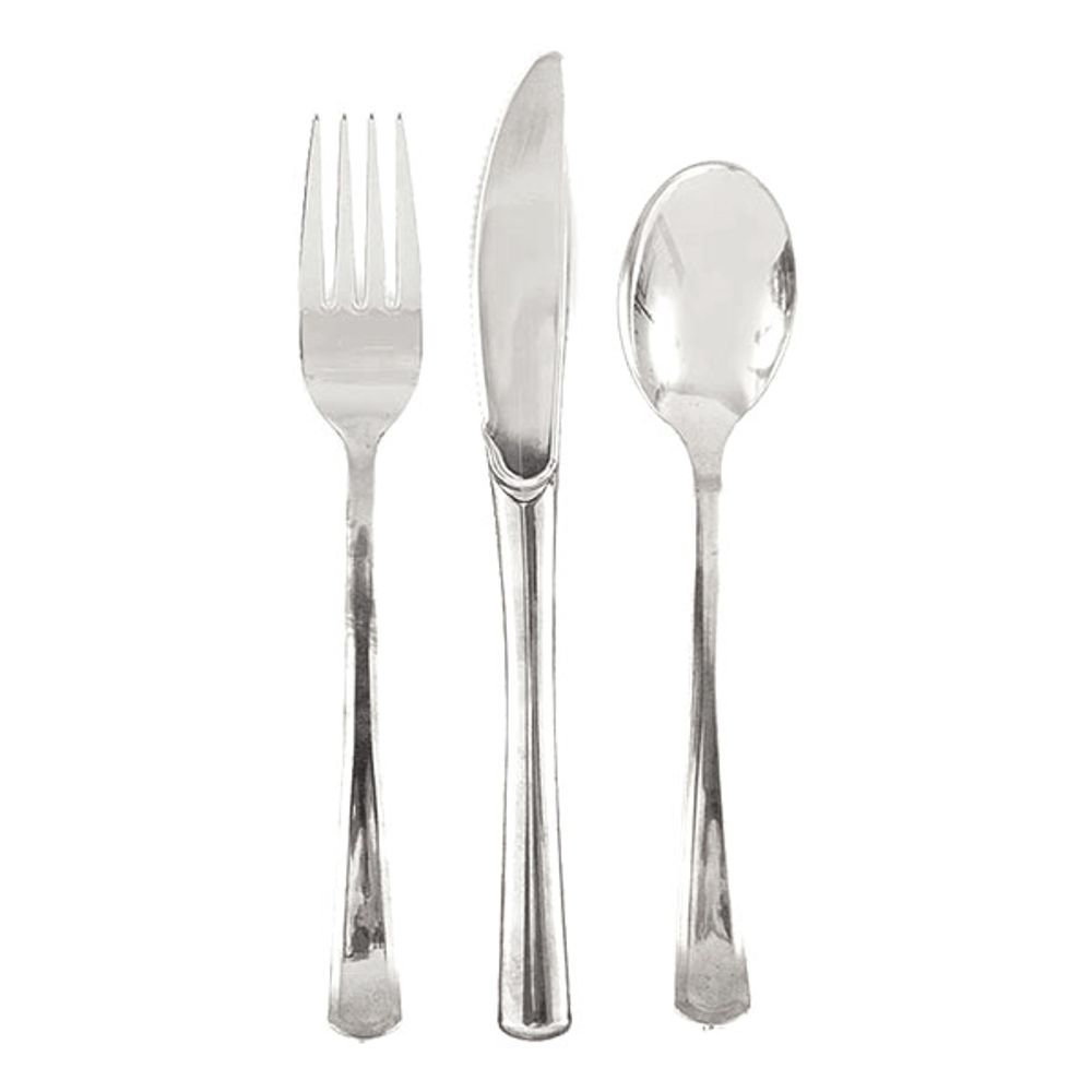 Sølv Metallisk Plastbestik