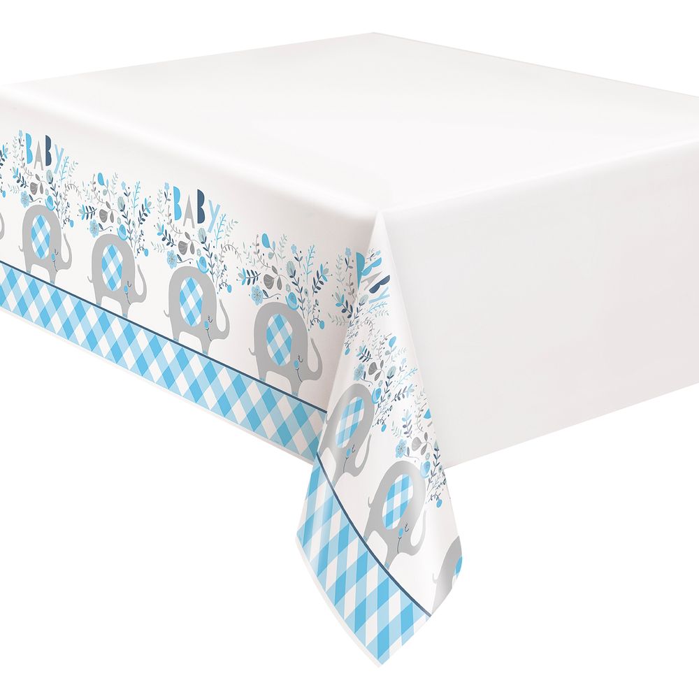 Muovinen Pöytäliina Elefantit Baby Shower Sininen