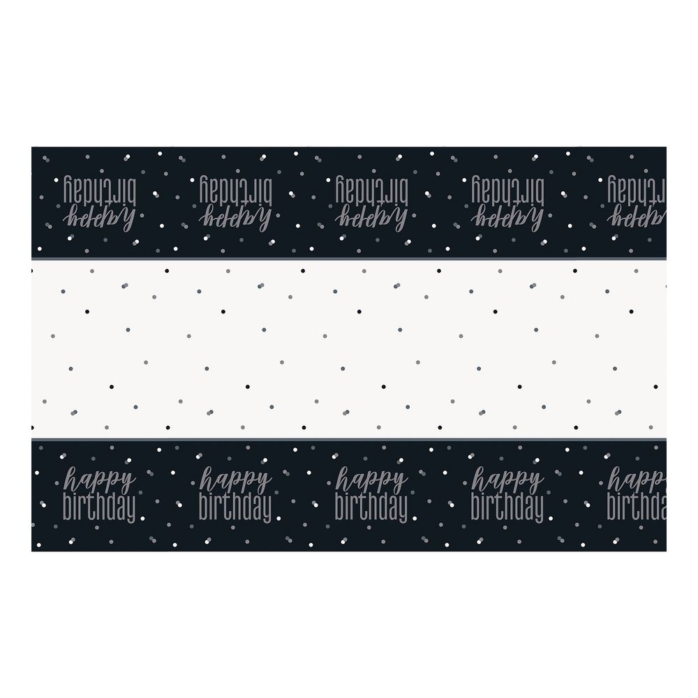 Plastduk Happy Birthday Glitter Svart