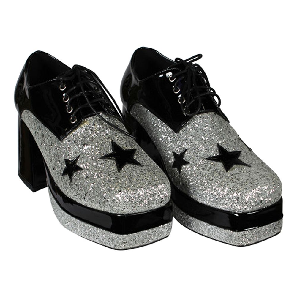 Platåskor Disco 70-tal Silver Herr