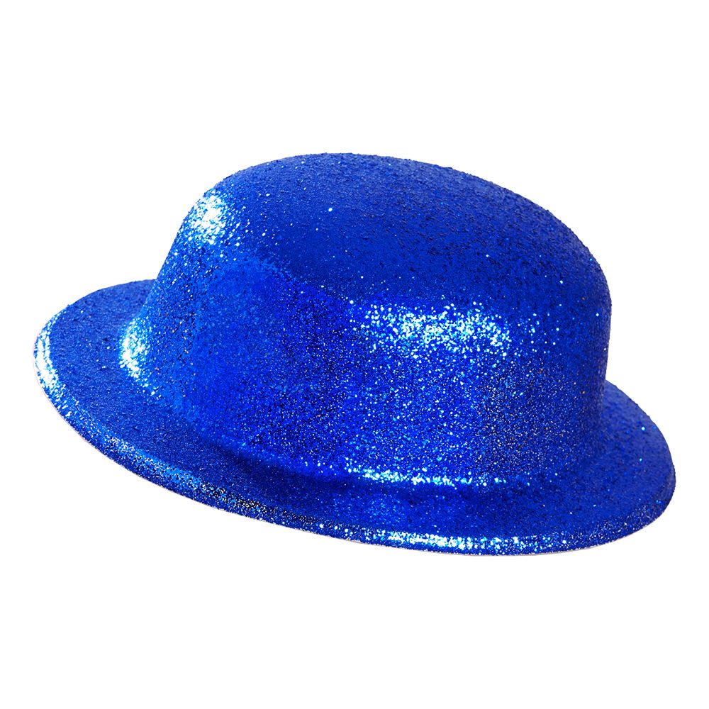 Bowlerhatt glitter blå hatt