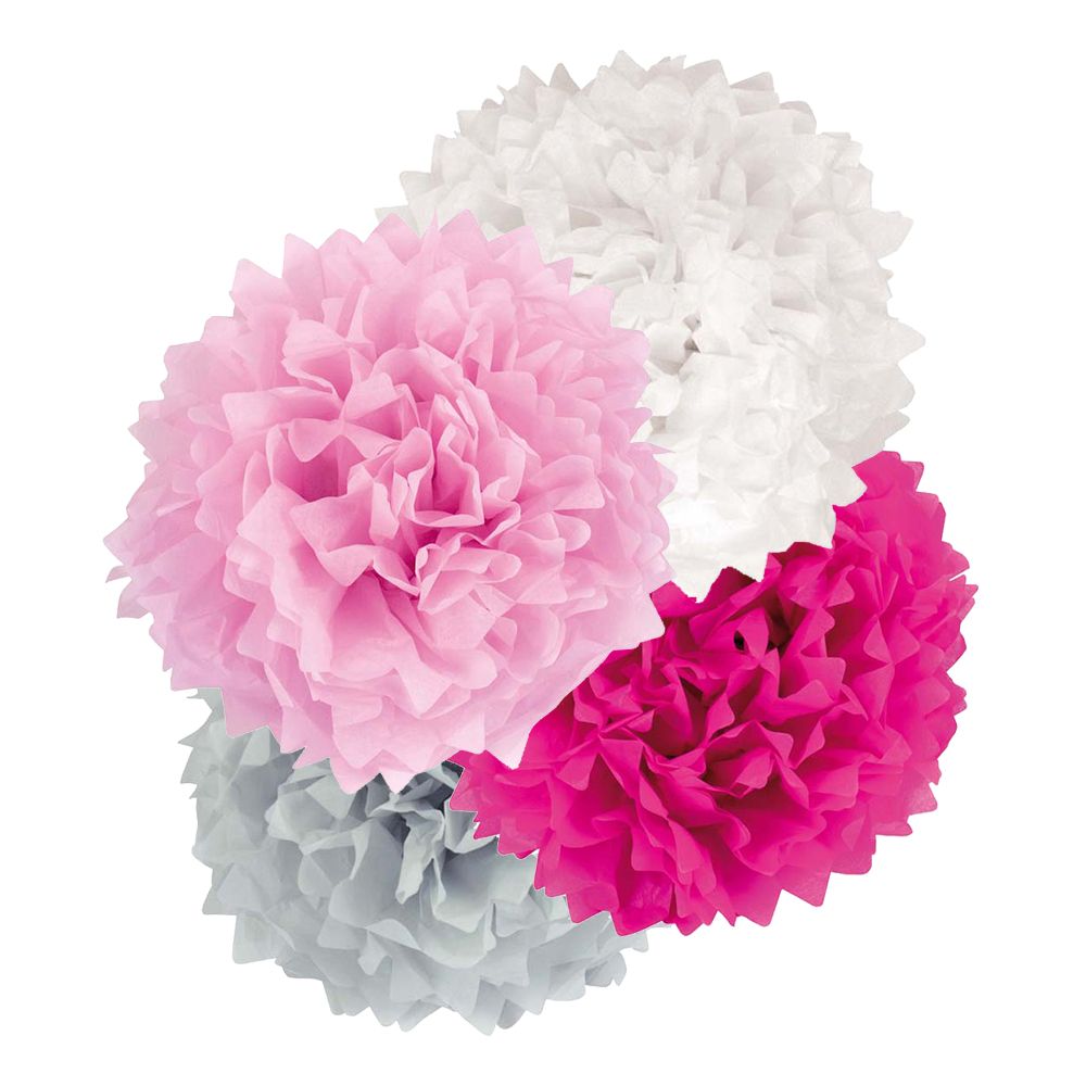 PomPom Pinkki/Valko/Harmaa