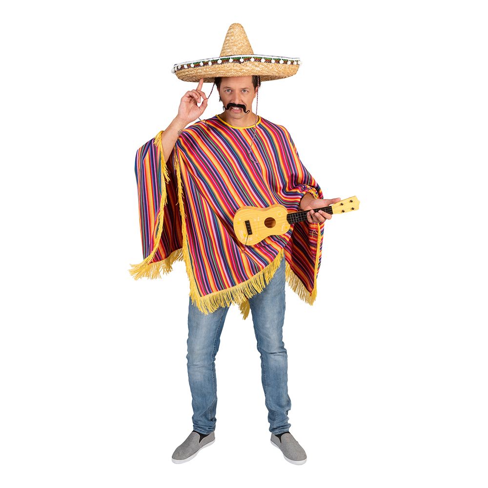 Poncho Stribet med Frynser