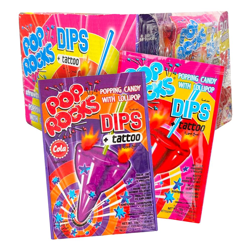 Pop Rocks Jordgubb/Cola med Tatuering Storpack