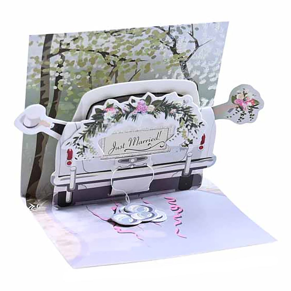 Pop-Up Kort Mini Bröllopsbil Just Married