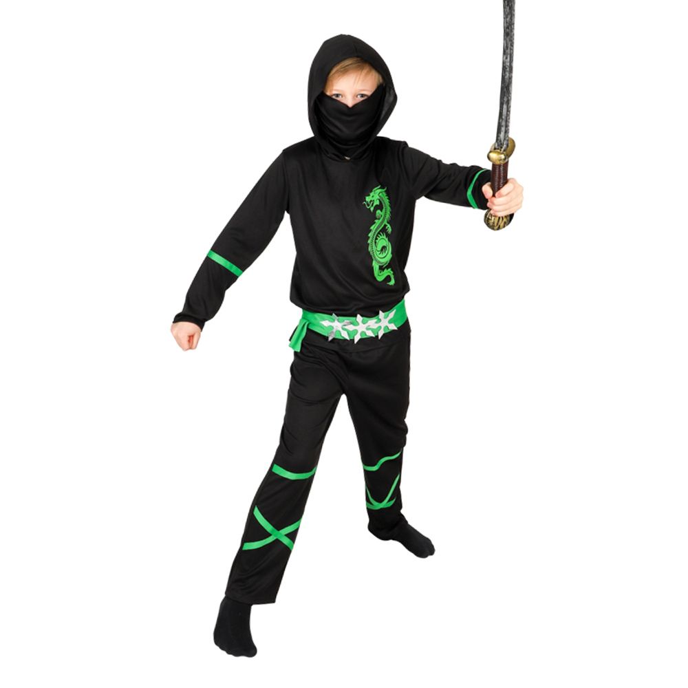 Power Ninja Svart/Grön Barn Maskeraddräkt