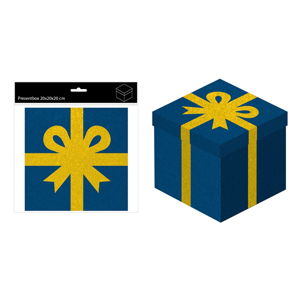 Presentbox Blå/Gul/Glitter