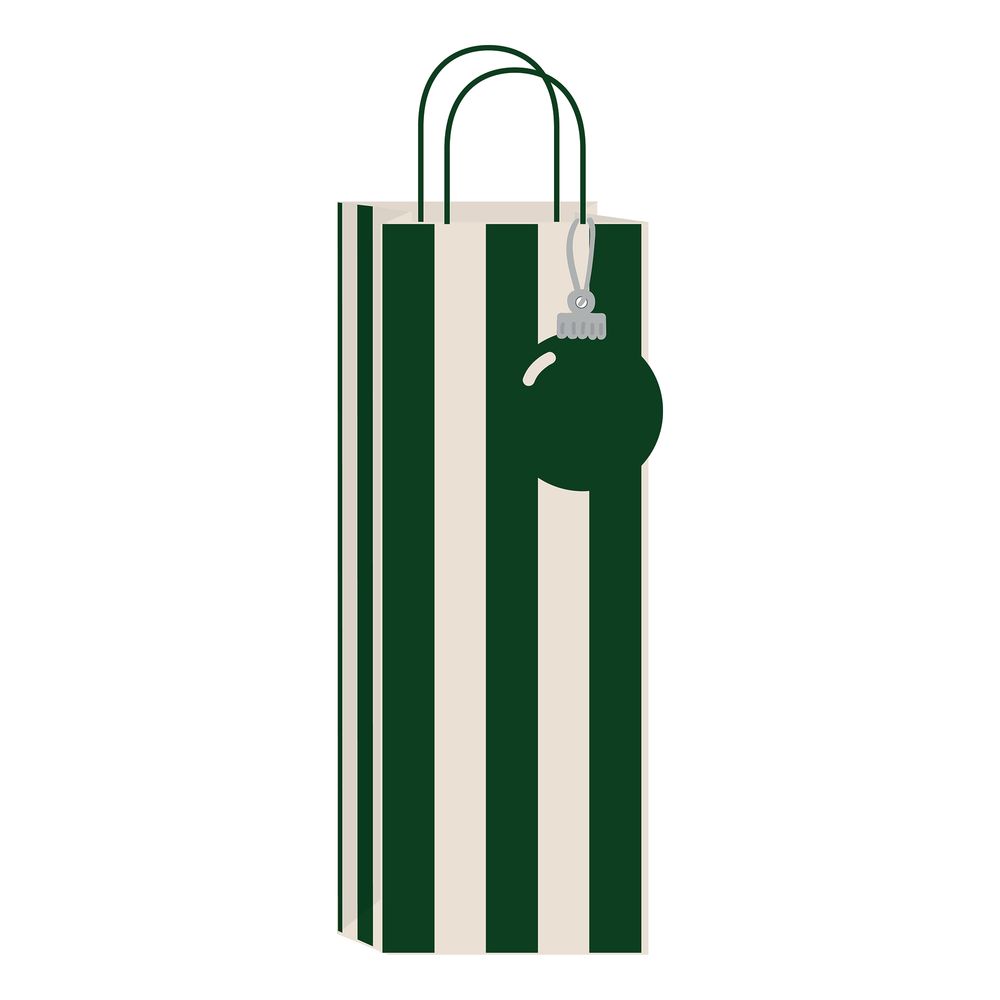 Presentpåse Flaska Randig Grön/Vit
