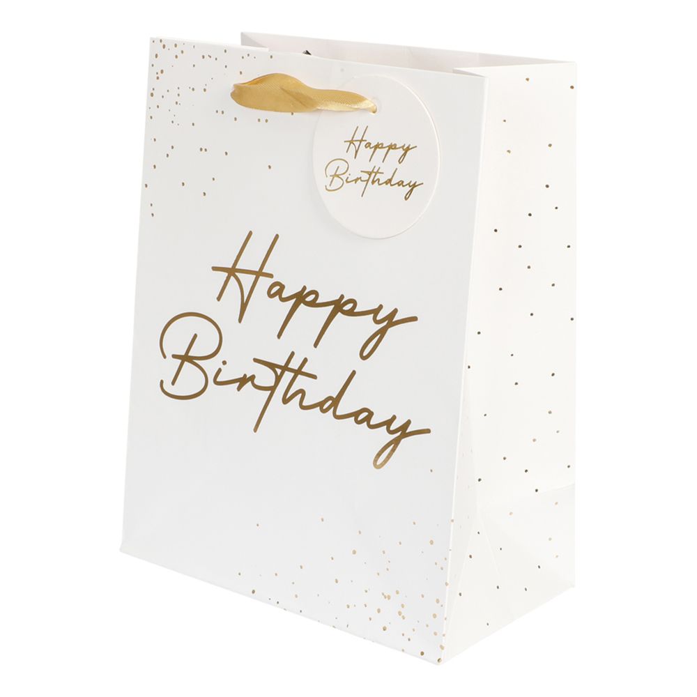 Gavepose Guld Happy Birthday