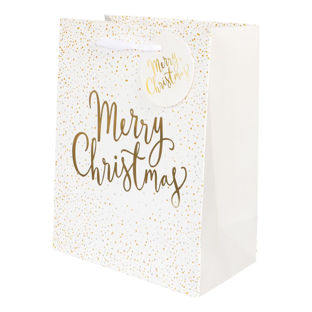 Merry Christmas Valkoinen Lahjapussi