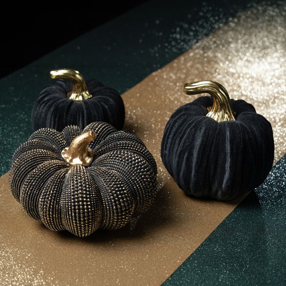 Pumpa Halloween Velour Musta/Kulta Pieni