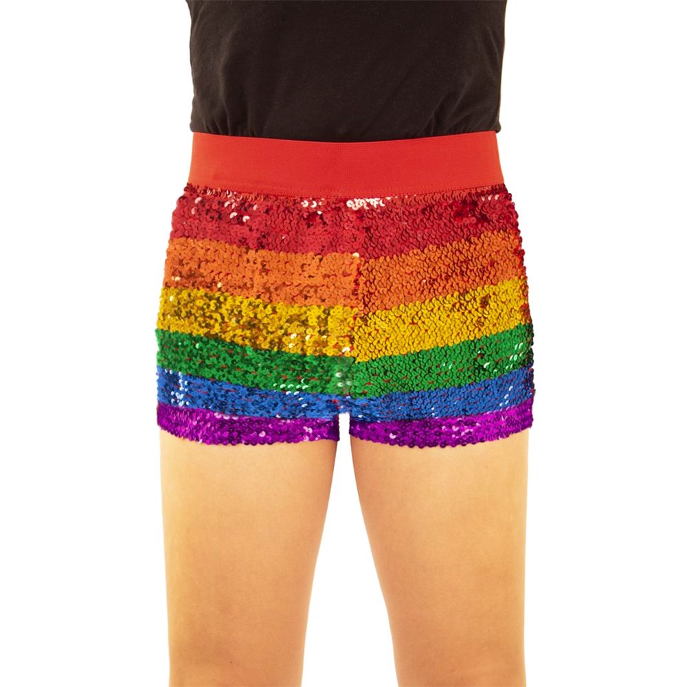 Regnbue Hotpants med Pailletter