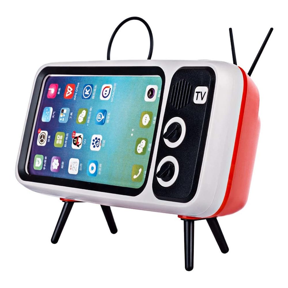 Retro TV Bluetooth Høyttaler med Mobilholder