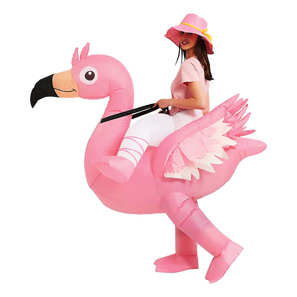 Ridende Flamingo Oppblåsbar Kostyme