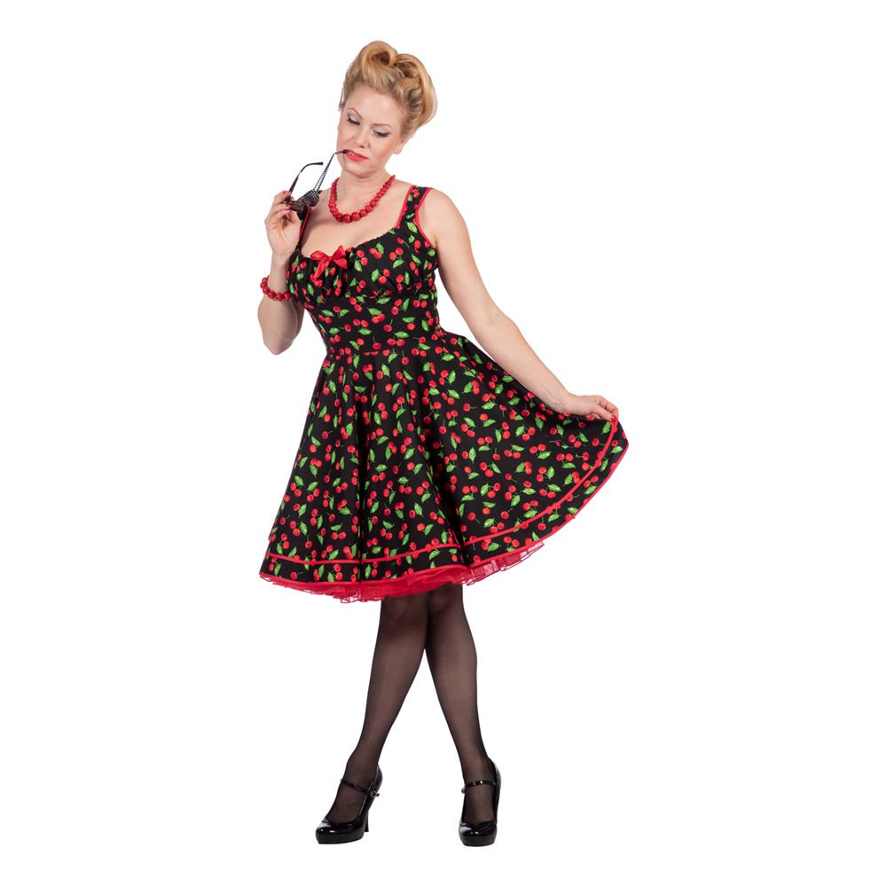 Rockabilly Kjole med Kirsebær Kostyme