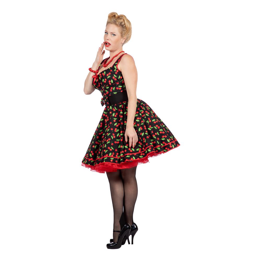 Rockabilly Kjole med Kirsebær Kostyme