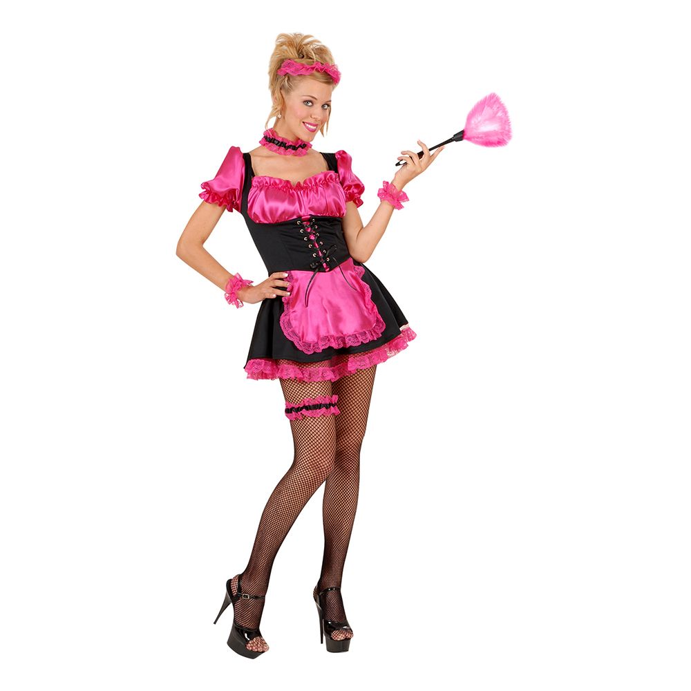 Rosa French Maid Maskeraddräkt