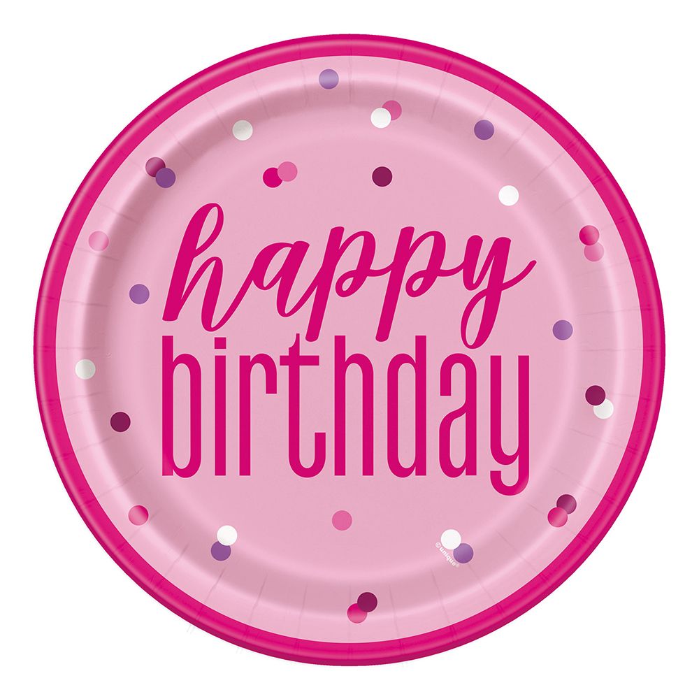 Rosa Papperstallrikar Happy Birthday