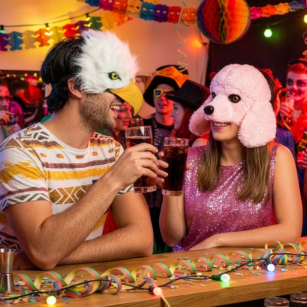 Lyserød Puddel Halvmaske