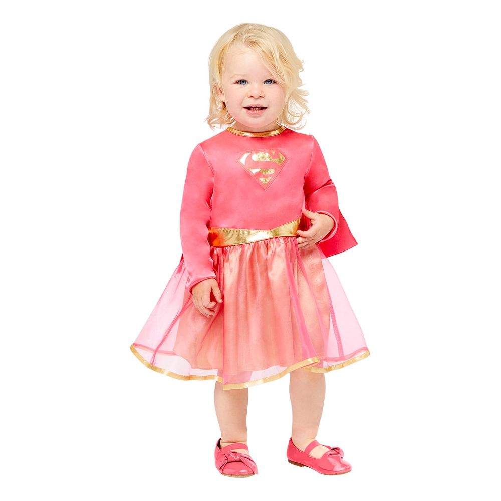 Lyserød Supergirl Babykostume