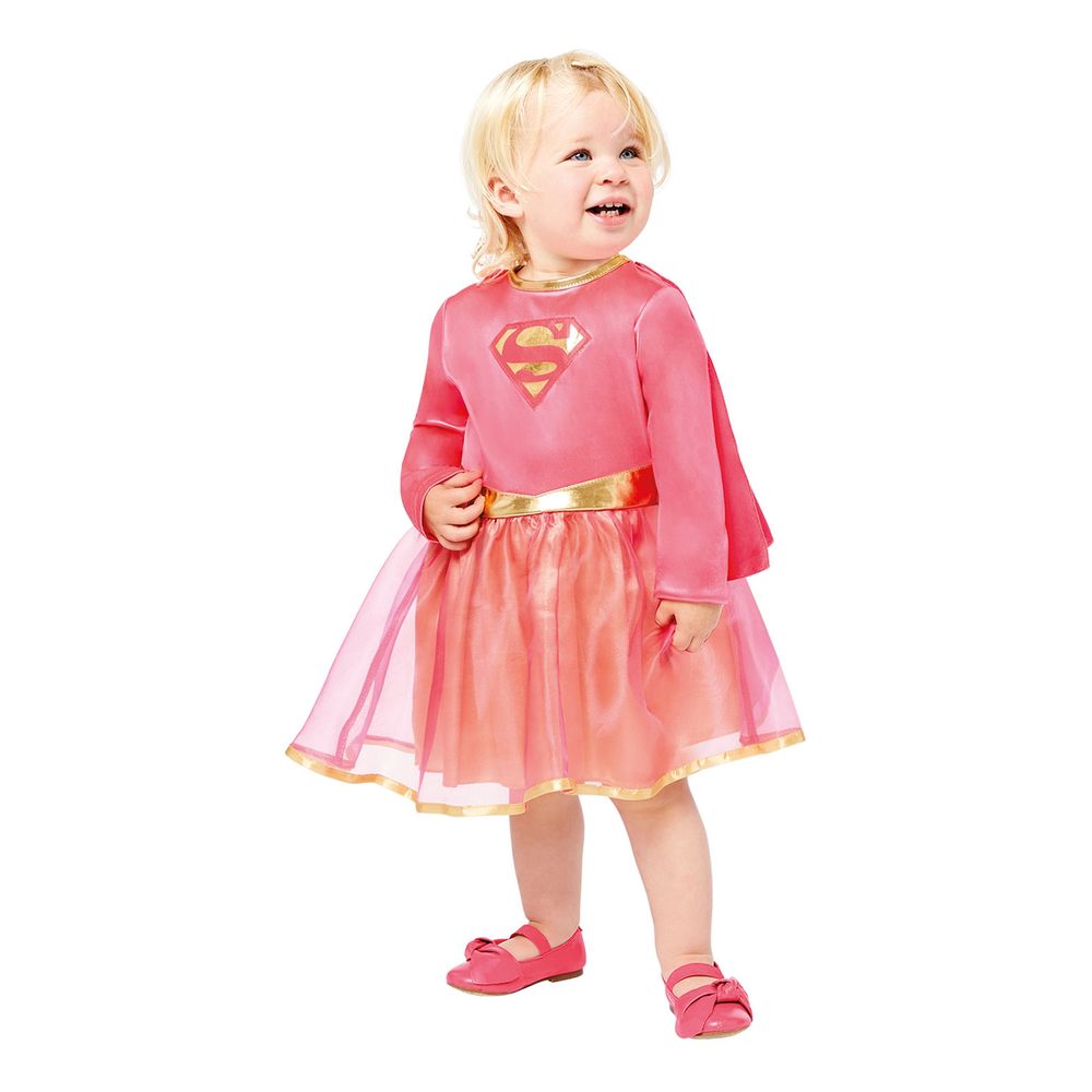 Lyserød Supergirl Babykostume