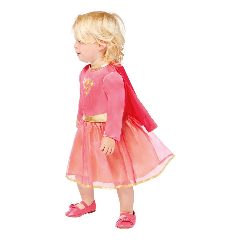 Lyserød Supergirl Babykostume