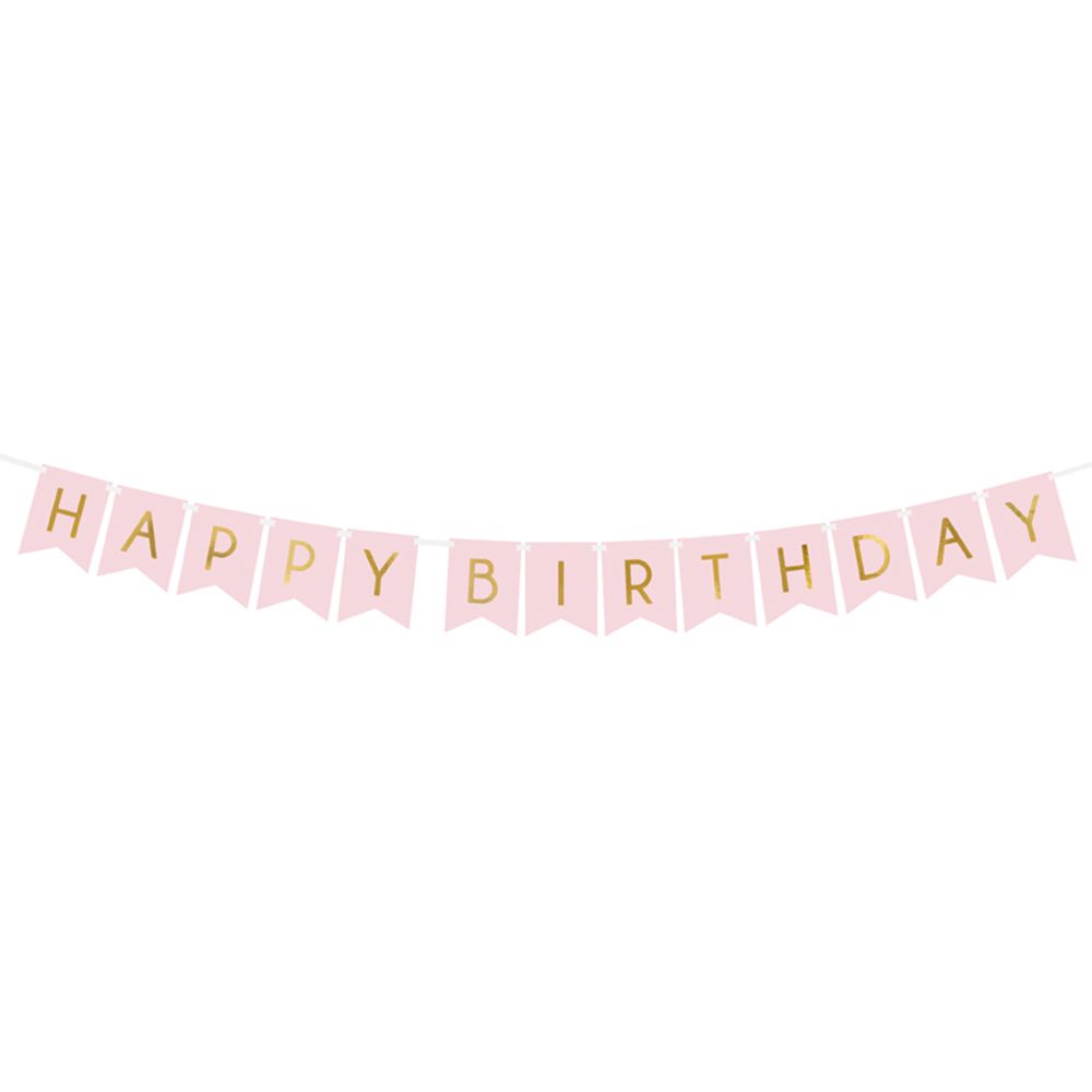 Lyserød Vimpel Happy Birthday