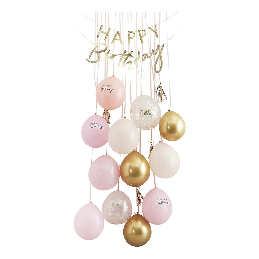 Rosa/Guld Happy Birthday Ballongkit för Dörr