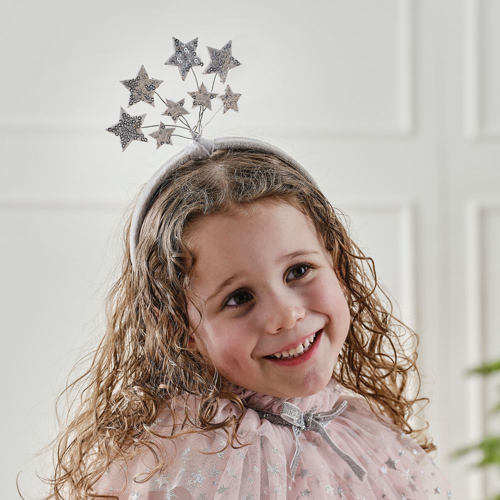 Rosa/Silver Diadem med Stjärnor Barn