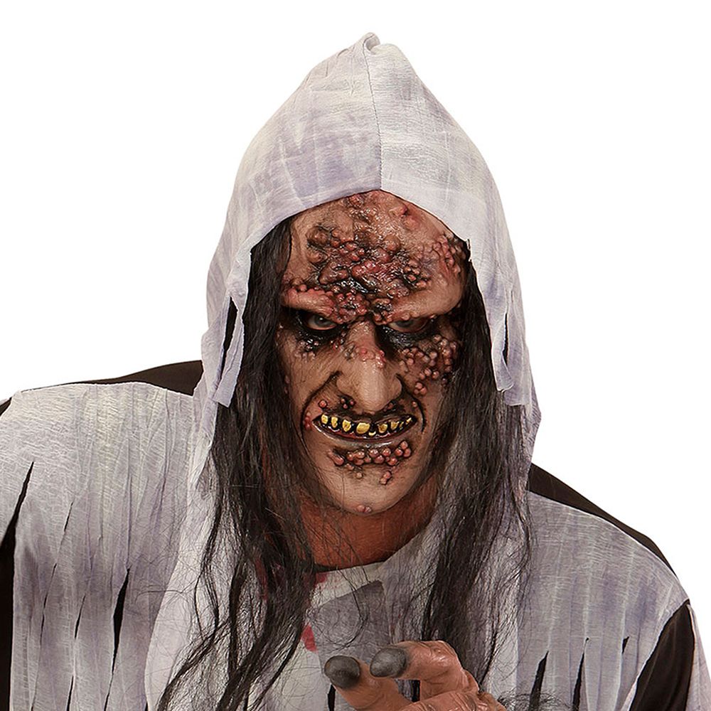 Rutten Zombie/Häxa Halvmask med Hår