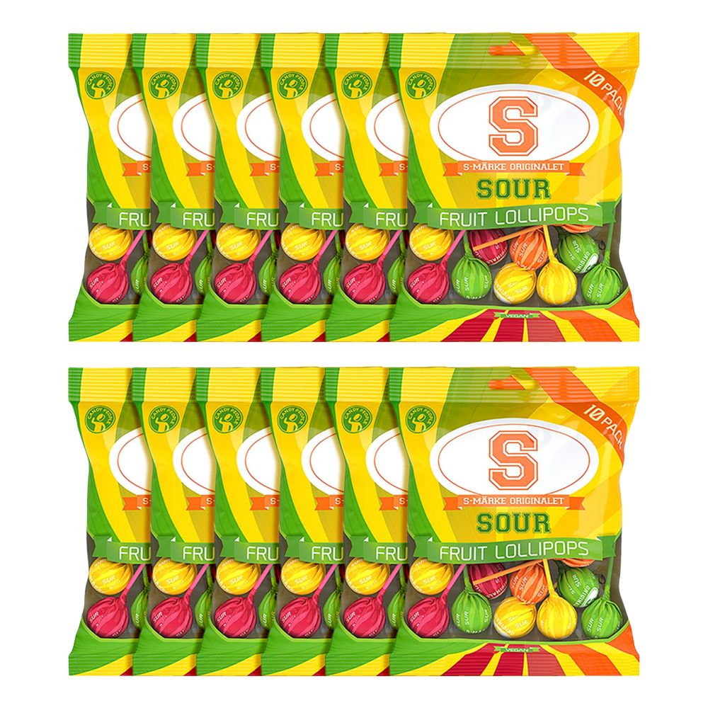 S-märke Sour Fruit Klubbor Storpack