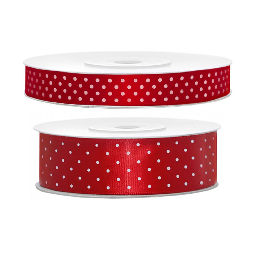 Satinband Prickig/Röd