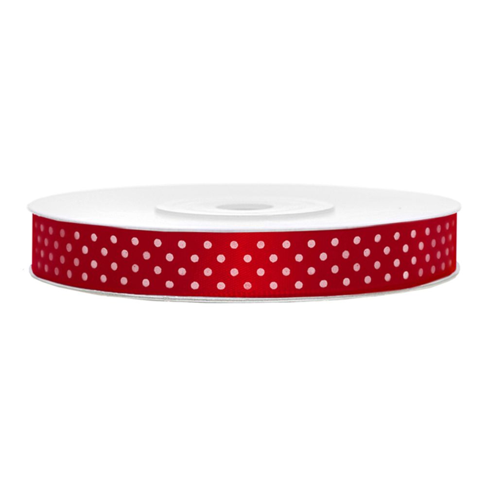 Satinband Prickig/Röd