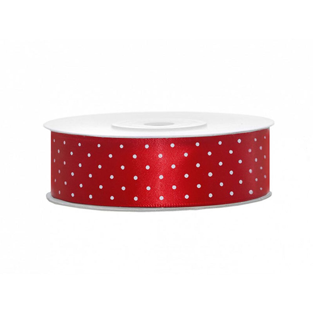 Satinband Prickig/Röd