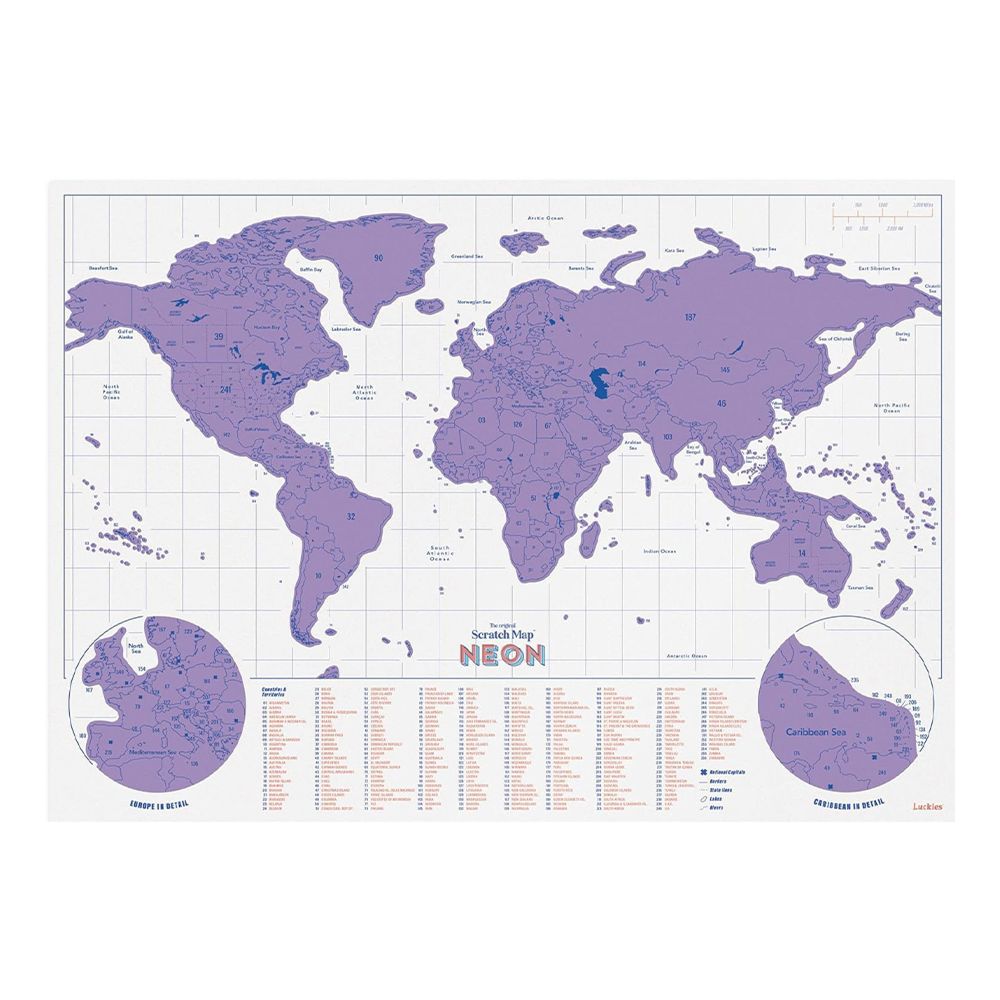 Scratch Map Neon Lilla