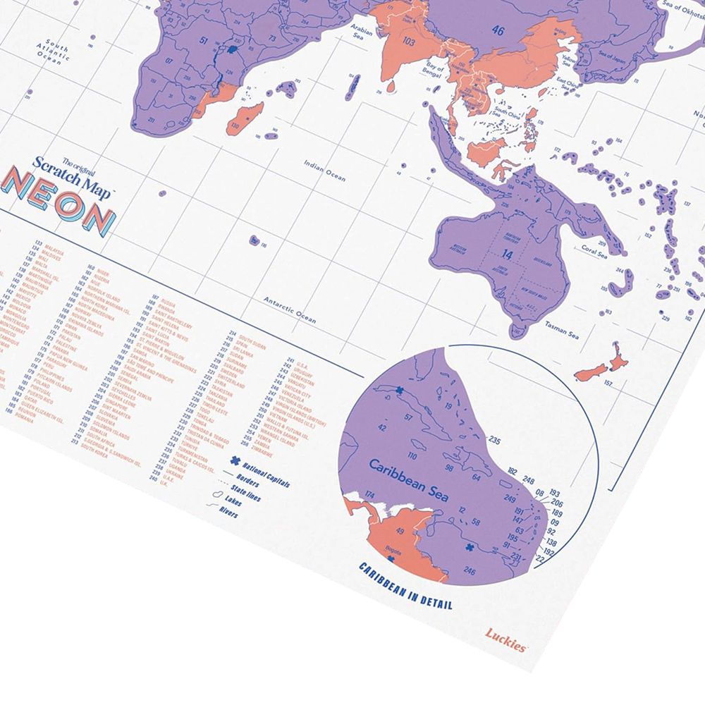 Scratch Map Neon Lilla