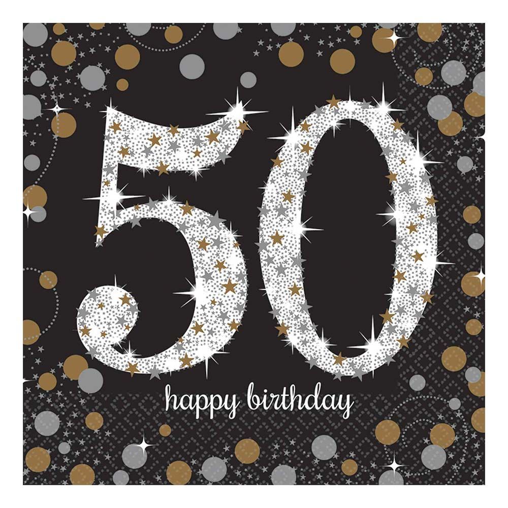 Servetter 50 Silver/Guld Glitter