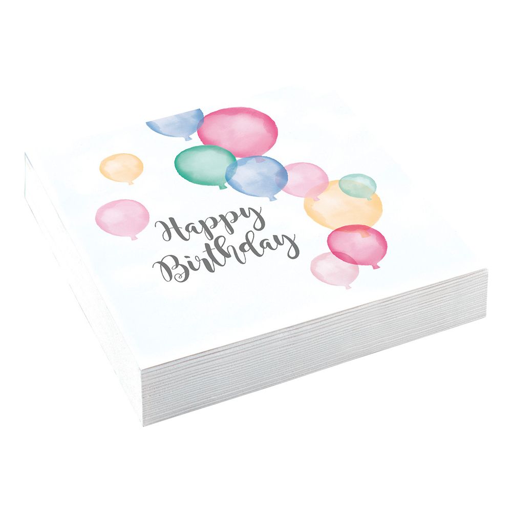 Servietter Balloner Happy Birthday Pastel
