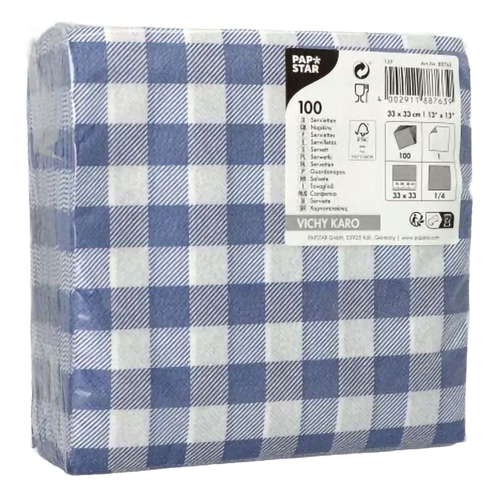 Servietter Blå Rutete