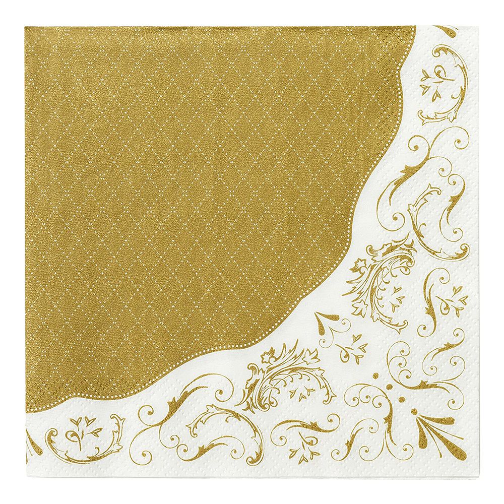 Servietter Damask Guld/Hvid